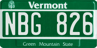VT license plate NBG826