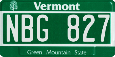 VT license plate NBG827