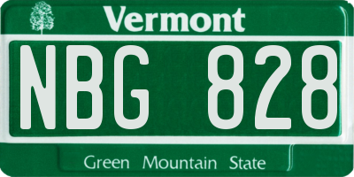 VT license plate NBG828