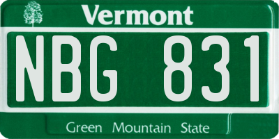 VT license plate NBG831