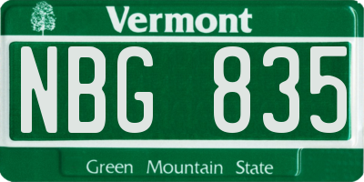VT license plate NBG835