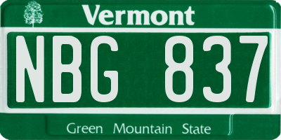 VT license plate NBG837