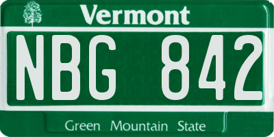 VT license plate NBG842
