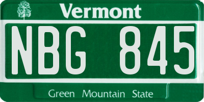 VT license plate NBG845