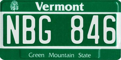 VT license plate NBG846