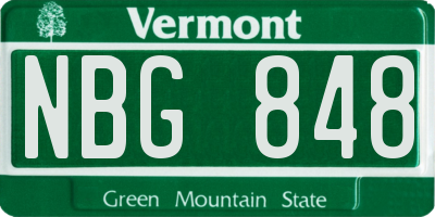 VT license plate NBG848