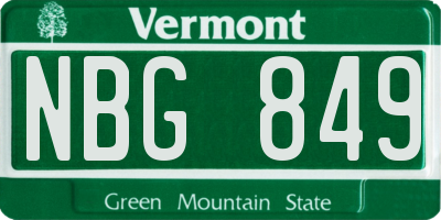 VT license plate NBG849