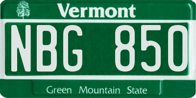 VT license plate NBG850