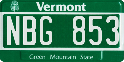 VT license plate NBG853