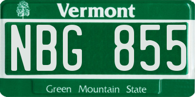VT license plate NBG855