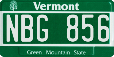 VT license plate NBG856