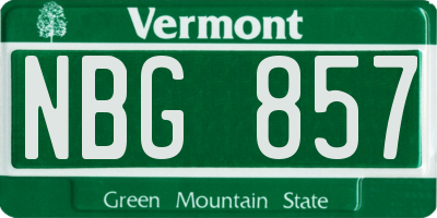 VT license plate NBG857