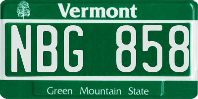 VT license plate NBG858