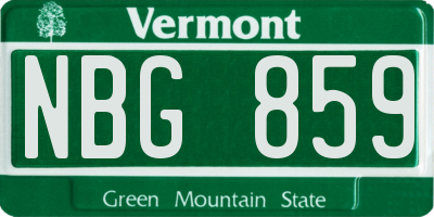 VT license plate NBG859
