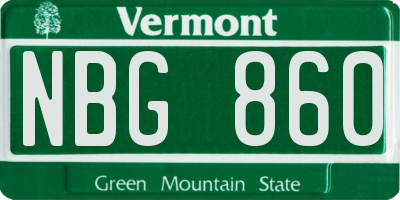 VT license plate NBG860