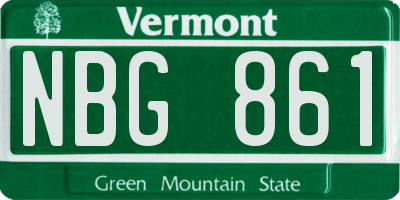 VT license plate NBG861