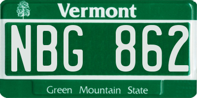 VT license plate NBG862
