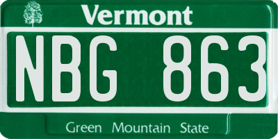 VT license plate NBG863