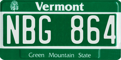 VT license plate NBG864