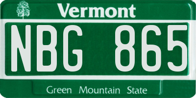 VT license plate NBG865