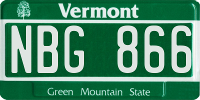 VT license plate NBG866