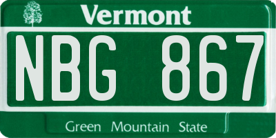 VT license plate NBG867