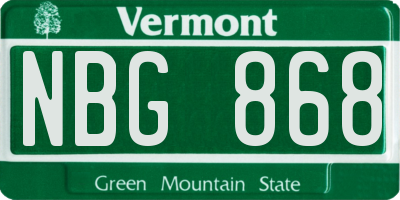 VT license plate NBG868