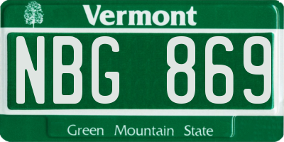 VT license plate NBG869