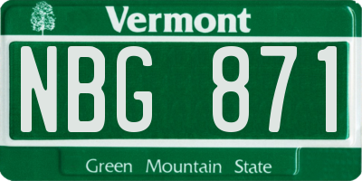 VT license plate NBG871