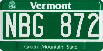 VT license plate NBG872