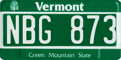 VT license plate NBG873
