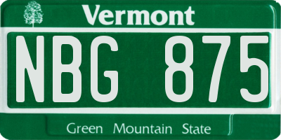VT license plate NBG875
