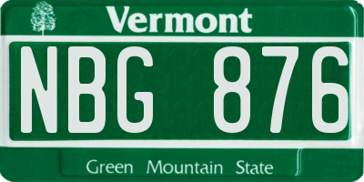 VT license plate NBG876