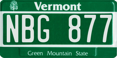 VT license plate NBG877