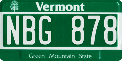 VT license plate NBG878