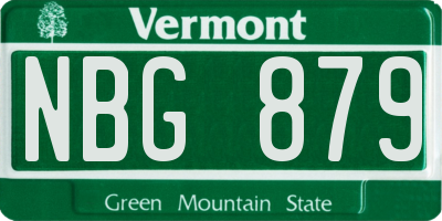 VT license plate NBG879