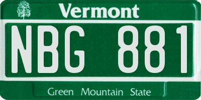 VT license plate NBG881