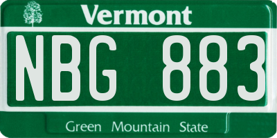 VT license plate NBG883