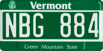 VT license plate NBG884
