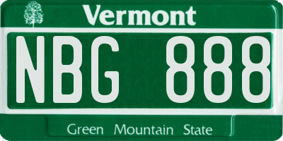 VT license plate NBG888