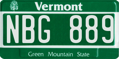 VT license plate NBG889