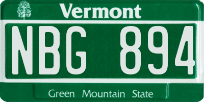 VT license plate NBG894