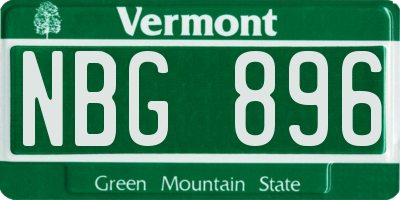 VT license plate NBG896
