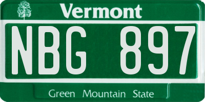 VT license plate NBG897