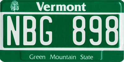 VT license plate NBG898