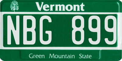 VT license plate NBG899