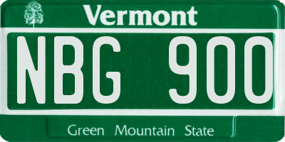 VT license plate NBG900
