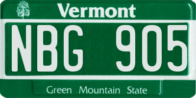 VT license plate NBG905