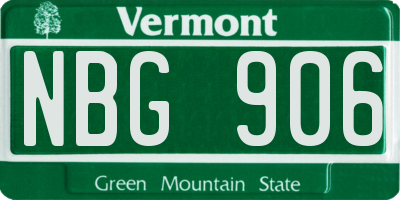 VT license plate NBG906