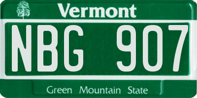 VT license plate NBG907